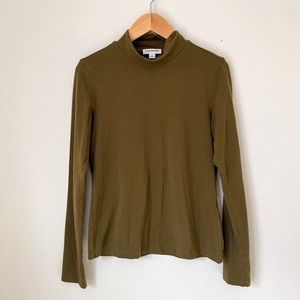 Frank & Oak Green Modal Cotton Mock Neck